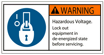 Warning Hazardous Voltage Durable Safety Label