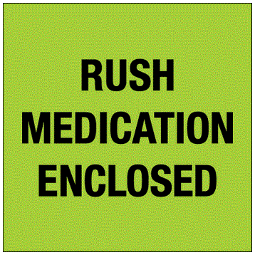Rush Medication Enclosed Fluorescent Green Labels