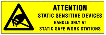 Attention Static Sensitive Devices Fluorescent Yellow Labels