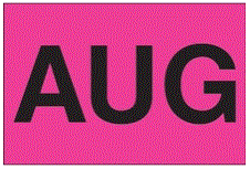 "AUG" (Fluorescent Pink) Months of the Year Labels