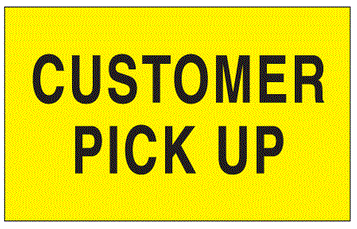 Customer Pick Up Fluorescent Yellow Labels