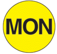 MONDAY Fluorescent Yellow Circle Labels