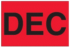 "DEC" (Fluorescent Red) Months of the Year Labels