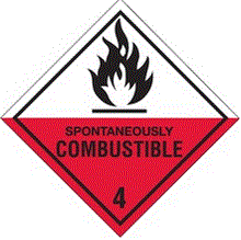 "Spontaneously Combustible - 4" Labels