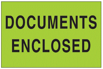 Documents Enclosed Fluorescent Green Labels