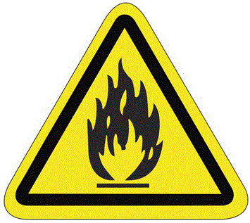 2.25" Triangle - Flammable Material Durable Safety Label