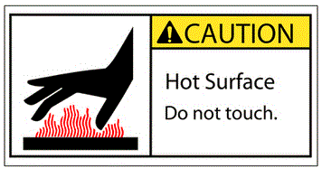 Caution Hot Surface Durable Safety Label