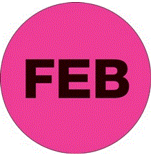 "FEB" (Fluorescent Pink) Months of the Year Labels