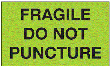 Fragile Do Not Puncture Fluorescent Green Labels