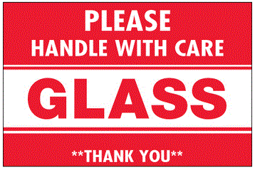 Glass Please Handle With Care Thank You Labels