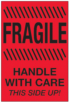 Fragile Handle With Care This Side Up Fluorescent Red Labels