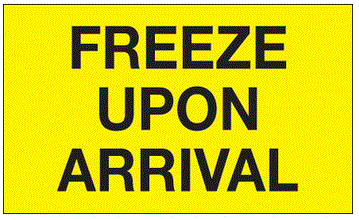 Freeze Upon Arrival Fluorescent Yellow Labels
