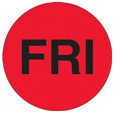 FRIDAY Fluorescent Red Circle Labels