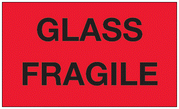 Glass Fragile Fluorescent Red Labels