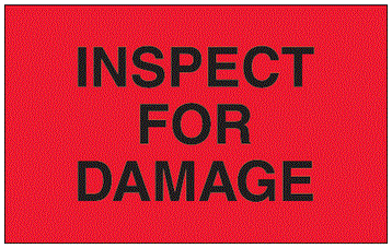 Inspect For Damage Fluorescent Red Labels