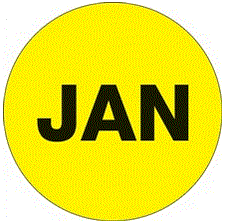 "JAN" (Fluorescent Yellow) Months of the Year Labels