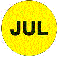 "JUL" (Fluorescent Yellow) Months of the Year Labels