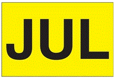 "JUL" (Fluorescent Yellow) Months of the Year Labels