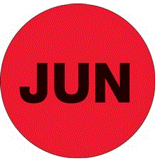 "JUN" (Fluorescent Red) Months of the Year Labels