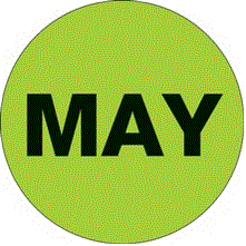 "MAY" (Fluorescent Green) Months of the Year Labels