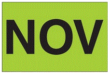 "NOV" (Fluorescent Green) Months of the Year Labels