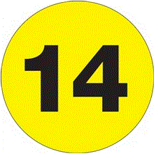 "14" (Fluorescent Yellow) Number Labels