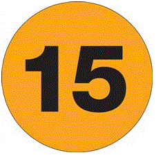 "15" (Fluorescent Orange) Number Labels