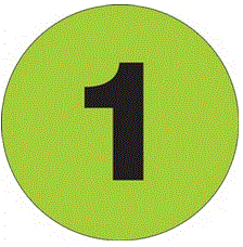 "1" (Fluorescent Green) Number Labels