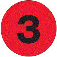 "3" (Fluorescent Red) Number Labels