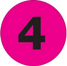 "4" (Fluorescent Pink) Number Labels