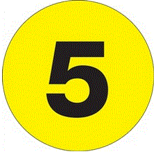 "5" (Fluorescent Yellow) Number Labels
