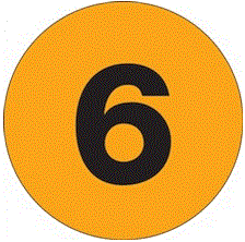 "6" (Fluorescent Orange) Number Labels