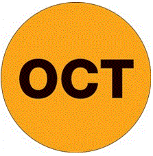 "OCT" (Fluorescent Orange) Months of the Year Labels