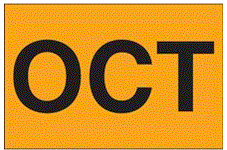 "OCT" (Fluorescent Orange) Months of the Year Labels