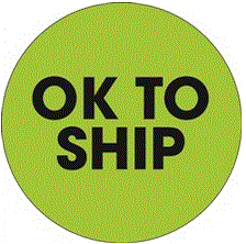 OK TO SHIP Fluorescent Green Labels