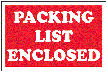 Packing List Enclosed Labels