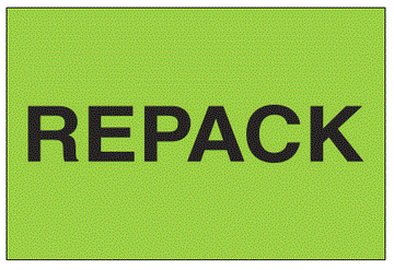 Repack Fluorescent Green Labels