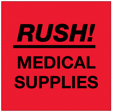 Rush Medical Supplies Fluorescent Red Labels
