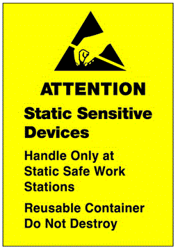 Static Sensitive Devices Fluorescent Yellow Labels