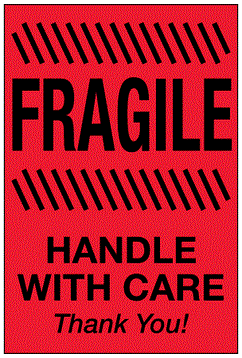 Fragile Handle With Care Thank You Fluorescent Red Labels