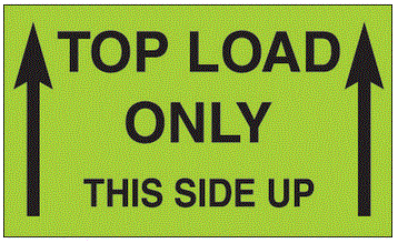 Top Load Only This Side Up Fluorescent Green Labels