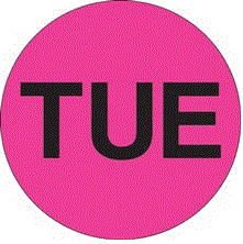 TUESDAY Fluorescent Pink Circle Labels